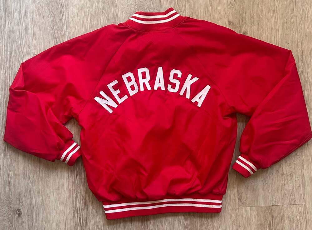 Vintage University of Nebraska Cornhuskers Satin Varsity Bomber Jacket